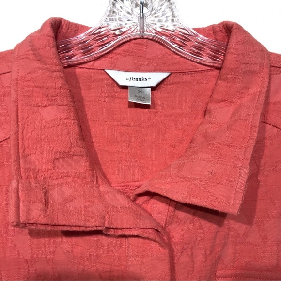 CJ‎ Banks coral peach button up jacket blazer 2X - Picture 4 of 8